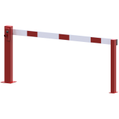 Compact hand barrier | without fixed support post | clear width: 2000 mm | with triangular lock | hot-dip galvanized and coated red / white